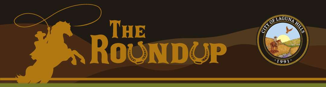 Image of a horse and cowboy for the City's newsletter called the roundup 