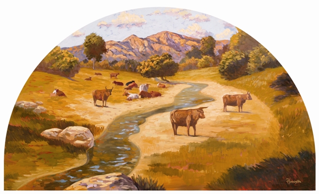 Mural depicts the raising of cattle from the rancho period